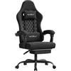 WOLTU Sedia Gaming con Massaggio, Sedia da Ufficio Ergonomica Girevole Ampia Imbottita per Computer con Cuscino Lombare Massaggiante, Carico 150 Kg, Tessuto a rete, Nero+Bianco