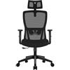 Durrafy Sedia Ufficio Ergonomica, Sedia da Ufficio con Poggiatesta Regolabile, Bracciolo, Supporto Lombare, Regolazione in Altezza, Scrivania e Sedie Girevoli supporto Oscillazione a 90°-120°, Nero