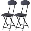 Generic Sgabello Pieghevole Alto, Sedie Pieghevoli Imbottite, Sgabelli da Bar Pieghevoli con Schienale, Sgabelli da Bar Alti per Cucina Interna Negozio (Color : Black 2pcs, Size : 45cm/18in)