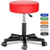 Casaria® Sgabello con Ruote Regolabile 46-60 cm in Similpelle Seduta Imbottita Sedia Girevole Sgabelli con Rotelle Sgabello Sgabello Trucco