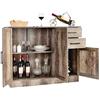 KOMFOTTEU Armadietto Portaoggetti Multifunzione, Credenza da Cucina con 2 Armadi, Ante e 2 Cassetti, Mobile Portaoggetti con Dispositivo Antiribaltamento, Retrò, Grigio, 110 x 40 x 78 cm