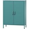 Jan Nowak Credenza Soggiorno in Metallo - VITO | 2 Ripiani Regolabili, Chiusura Magnetica Silenziosa | Mobile Salotto Industriali Moderno, Buffet Scintillante 2 Ante | 80 x 101,5 x 40 cm | Azzurro
