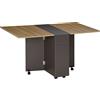 HOMCOM Tavolo da Pranzo Pieghevole, Tavolo Cucina a Ribalta con Ruote a Freno per 6 Persone, Scrivania Richiudibile con 2 Cassetti, 2 Ante e Armadietto, per Soggiorno, 140x76x74A cm, Grigio, Naturale