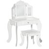 HOMCOM Tavolo da Trucco per Bambini con Sgabello 2 in 1, Bianco