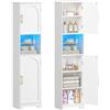 Hzuaneri Mobile Bagno con Luci LED, 2 Ante, mobiletto bagno salvaspazio, mobile alto con spazio aperto, ripiani regolabili, soggiorno, bagno, 30 x 40 x 170 cm, Bianco SC28213X