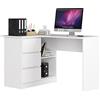AKORD Scrivania ad Angolo B-16 con 3 Cassetti e 2 Ripiani | Scrivania Computer| Scrittoio | Scrivania ad angolo per l'ufficio in casa | Montaggio facile | 124x77X85 CM | 48 kg Bianco