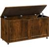 WOLTU Panca Contenitore con Ruote e 2 Cerniere di Sicurezza, Cassapanca Multiuso 100x40x50,5 cm, per Camera da Letto, Ingresso, Soggiorno, in Legno, Marrone Rustico