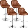 Yaheetech Set 4 Sgabelli Bar Cucina Design Moderni con Schienale Altezza Regolabile Girevole Imbottiti in Finta Pelle Poggiapiedi Metallo Marrone Retro