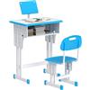 HOMCOM Set Scrivania e Sedia per Bambini 6-12Anni Altezza Regolabili Blu