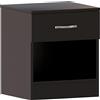Vida Designs comodino con 1 cassetto, maniglia e guide in metallo, Nero