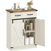 Hzuaneri Mobile da Bagno, Mobiletto da Bagno con 2 Cassetti e 2 Ante, Mobiletto da Cucina, Ripiano Regolabile, 30 x 60 x 80 cm, Bianco Rustico e Noce Medio SC62414X