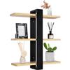 HUOLE Grande mensola da parete lunga in legno, scaffale galleggiante regolabile a 3 livelli, supporto da appendere, per casa e ufficio, 58 x 50 x 16 cm, nero