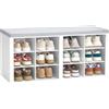 Hzuaneri Panca Scarpiera, Scarpiera con Sedile, 12 Scomparti, Organizzatore Portaoggetti, 30 x 104 x 49 cm, per Ingresso, Bianco SB19003GY