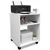 Baroni Home Carrello Ufficio Bianco con 4 Rotelle Girevoli a 360°, Mobiletto Organizer 2 Scomparti per Stampante e Cancelleria, Struttura in MDF Resistente, Montaggio Facile, 35x40x55 cm