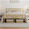 Yaheetech Struttura Letto Matrimoniale in Ferro con Spazio Aggiuntivo Testiera a Forma di Nuvole Camera da Letto Ospiti Soggiorno in Color Oro Anticato 140 x 200 cm