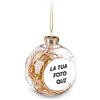Fashion Graphic Palla Pallina di Natale Grande 8cm Personalizzata con Foto Immagine 5cm Stampa Vari Colori Idea Regalo (Trasparente Oro)