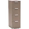 milani home - cassettiera 4 cassetti 27 x 38 x 85 cm, rovere grigio, truciolare bilaminato, Made in Italy