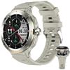 StarTech Smartwatch 2 in 1 - Auricolari in-ear TWS - Bluetooth - Auricolari integrati nella cassa dell'orologio con custodia di ricarica - Chiamate e musica - Monitoraggio di fitness e salute - Grigio