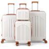 LEADZM Set di Valigie Rigide 4 Pezzi con Beauty Case, Set Valigie in ABS, Luggage Suitcase Grande 23 kg con 4 Ruote Girevoli Doppie (Beige-Marrone)