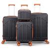 LEADZM Set di Valigie Rigide 4 Pezzi con Beauty Case, Set Valigie in ABS, Luggage Suitcase Grande 23 kg con 4 Ruote Girevoli Doppie (Nero-Marrone)