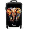 NoBoringSuitcases.com Valigia Trolley Bagaglio a Mano 55x40x20 cm, 10 kg (Elefante - Multicolore)