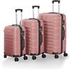 Juskys Set valigie rigide 3 pezzi - ABS - con ruote girevoli, lucchetto a codice e manico telescopico - trolley da viaggio - colore rosa