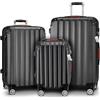 Monzana® Set di Valigie 3 Pezzi con Lucchetto Organizer Cinghia Maniglie Ruote Doppie Piedi Trolley Rigido M-L-XL