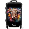 NoBoringSuitcases.com Valigia, Valigia Grande, Trolley Medio, Serratura TSA, Valigia Media, Trolley Grande, Valigia Grande Leggera, Valigia Grande 23 kg (67cm - 72L), (Mucca delle Highlands - Marrone)
