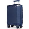 Tavoxda Valigia cabina trolley 55x40x20 cm, ABS rigido con lucchetto TSA e ruote silenziose, manico telescopico regolabile, leggero e resistente, per donna e uomo, blu scuro