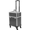 TRIEBAN Valigetta per cosmetici, trolley per trucchi, grande valigetta da parrucchiere, per viaggi, con chiusura a chiave, con ruote girevoli a 360°, carico massimo 50 kg (nero), Nero ,