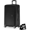 Hauptstadtkoffer Mitte - Valigia rigida media 68 cm estensibile, valigia da stiva, serratura TSA, 4 ruote doppie, trolley da viaggio, 88 L + Etichetta bagaglio digitale, Nero