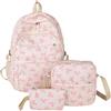 Generico Bow Backpack 3Pcs For Girls,Cute Kawaii Backpacks Set Large Capacity, Aesthetic Daypack Bow Rucksack, School Bag Kids Bookbag Teen Backpack Set Daypack (Pink)