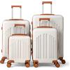 LEADZM Set di Valigie Rigide 4 Pezzi, Set Valigie in ABS, Luggage Suitcase Grande 23 kg con 4 Ruote Girevoli Doppie (Beige-Marrone)