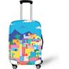 Coloranimal Copertura per bagagli per scuolabus, accessori trolley, custodia protettiva per valigia, taglia 18-32, Bella Casa, M (22-25 cover), Set Bagagli