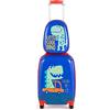 GYMAX Set di Valigia per Bambini, Trolley Bagaglio di 2 Pezzi a Mano Cavalcabile con Cinghia e Tracolla, Valigia Rigida con Ruote e Zaino, Regalo per Bambino e Bambina (12+18, Dinosauro)