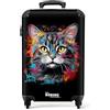 NoBoringSuitcases.com Valigia Bagaglio a Mano 55x40x20 cm, Trolley da 10 kg (Gatto - Grigio)