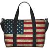 JEJEA Borsone da viaggio con stampa bandiera americana Weekender per le donne, borsa da trasporto leggera, borsa per oggetti personali, Nero , Taglia unica
