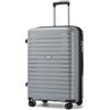 KONO Valigia Media in PP Rigida 65 cm - Trolley Espandibile con Ruote 360°TPE, Portabicchieri Integrato, Leggera con Serratura TSA (24, Grigio)