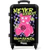 NoBoringSuitcases.com Valigia, Valigia Grande, Trolley Medio, Serratura TSA, Valigia Media, Valigia 20 kg, Valigia Grande 23 kg (67cm - 72L), (Never Regret e Orsetto di peluche rosa - Nero)