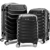 R.Leone Valigia da 1 pezzo Fino a Set 4 Trolley Rigido grande, medio, bagaglio a mano e beauty case 8 ruote in ABS 2026 (Grigio, Set 3 S M L)