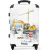 NoBoringSuitcases.com NoBoringSuitcases© Valigia Bambini, Grande, Trolley Bambino | 72 L - Per, Serratura TSA, Bimbo, 23 kg (67 cm) (Cantiere con escavatore - Giallo)