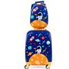 RELAX4LIFE Set Valigia Bambini 2 in 1 Astronauta Spazio Blu Royal Giallo (Trolley18 + Zaino 12) con Ruote 360°, Maniglia Regolabile, Zaino con Piedini | ABS Resistente |Ideale per Viaggi e Scuola