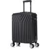 R.Leone Valigia da 1 Fino a Set 4 Trolley Rigido grande, medio, bagaglio a mano 55x40x23 cm Wizz, ITA Airways e bagaglio 45x36x20 cm EasyJet in ABS 9001 (Nero, S Bagaglio a mano)