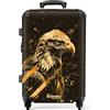 NoBoringSuitcases.com® Valigia Rigida 67 cm 72L, Trolley Leggera Ruote 20 kg, Bagaglio con Aquila - Nero, per Aereo