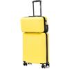 R.Leone Valigia Ryanair 55x40x20 cm+ 40x20x25 cm Set 2 Pezzi Trolley Bagaglio a mano 4 Ruote e Beauty Case in ABS 2208 (Giallo, Set 2 Pezzi S+XS)