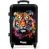 NoBoringSuitcases.com Valigia Grande Leggera, Trolley Medio Con Serratura TSA, 67cm - 72L, 23 kg (Tigre Come Opera d'Arte - Arancione)