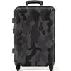 NoBoringSuitcases.com valigia grande 20-23 kg, media, trolley medio, rigida, rigido, da stiva, valigie grandi, bagaglio, leggera, medie rigide con 4 ruote girevoli 67 cm - 72 L Camouflage grigio scuro