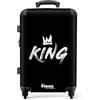 NoBoringSuitcases.com Valigia Grande Trolley Medio, Serratura TSA, 20 kg da Stiva, 23 kg (67cm - 72L), King e Corona - Nero