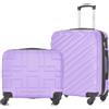 R.Leone Valigia Set 2 Pezzi 56x45x25 cm + 45x36x20 cm EasyJet Trolley Bagaglio a mano in ABS 4 Ruote 2130 (Set 2 Pezzi S+XS, Lilla)