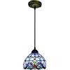 AOTEGA Lampada a sospensione stile Tiffany, stile retrò, E27, lampada a sospensione per sala da pranzo, in vetro lavorato a mano, altezza regolabile, per soggiorno, camera da letto, tavolo da pranzo, D20 cm